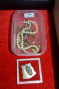 Vintage Costume Jewellery and a Small Enamelled Photo Frame