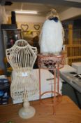 Metal Mannequin Ornament, Plant Stand, and a Golde