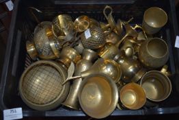 Plastic Box Containing Assorted Brassware