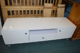 White TV Stand with Two Cupboards, and One Drawer