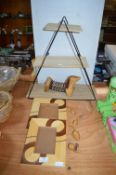 Wooden Photo Frames, Shelf Unit, and Wooden Mice