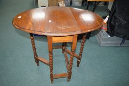 1930's Oak Barley Twist Drop Leaf Small Table