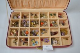 Jewellery Box Containing Vintage Costume Jewellery Earrings