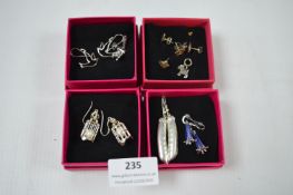 Silver Earrings Including Peapods etc.