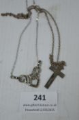 Sterling Silver Crucifix, and Silver & Marcasite Necklace