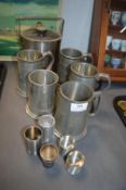 Pewter Tankers, Ice Bucket, and Spirit Measures