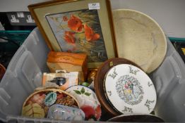 Box of Assorted Seashells, Novelty Frogs, Christmas Plates, Watercolour, etc.
