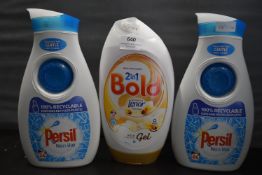 2x 840ml of Persil Non-Bio, and 1x 888ml of Bold 2-in-1 Orchid