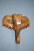 Carved Wooden Elephant Wall Sculpture