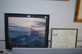 Golfing Print and a Map of Yorkshire