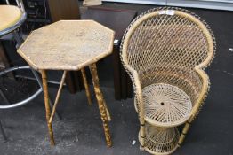 Child’s Cane Peacock Chain and Octagonal Cane Table