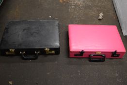 Black Leather and Pink Leather Briefcases