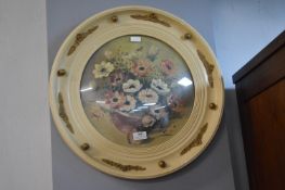 Retro Convex Circular Floral Print