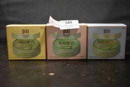3x Box Containing 30 Pairs of Pixi Skin Treats (Rose & Chamomile, Caffeine & Cucumber, and Vitamin C