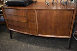 Retro Style Bow Front Sideboard with Tambour Cupboard and Four Drawers
