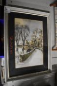 Framed Original Watercolour of a Winter Scene