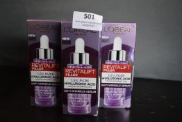 3x 30ml of Loreal Revitalift Filler 1.5% Pure Hyaluronic Acid