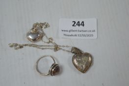 Sterling Silver Ring and Heart Lockets etc.