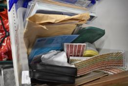 Box of Assorted Craft Items, Self Adhesive Ribbons, Wrapping Paper etc.