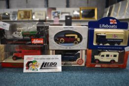 Six Diecast Commercial Vehicles by Lledo, Radio Times, Models of Yesteryear, etc.