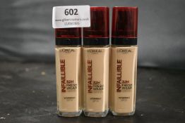 3x 30ml of Loreal Infaillible 32H Fresh Wear Foundation No.132