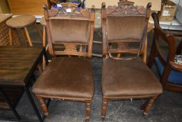 Pair of Edwardian Hall Chairs with Upholstered Seats and Backs