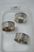 Three Hallmarked Sterling Silver Napkin Ring 36.5g total