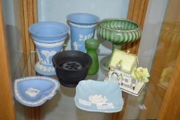 Wedgwood Blue & White Jasperware Vases etc.