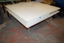 White Square Coffee Table with Two Drawers 95x95cm x 33cm tall
