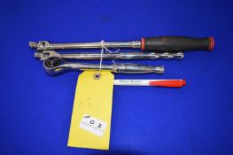 Snap-On 3/8” Drive Ratchet 6”, Bluepoint 8.5” Strongarm, and Snap-On 11” Strongarm