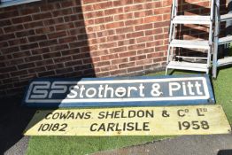 Two Large Signs Cowans Sheldon & Co. 1958, and Stothert & Pitt