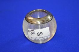 Glass Match Striker with Hallmarked Silver Rim - Birmingham 1908