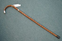 Blackthorne Walking Stick with Hallmarked Silver Cap and Ferrule – Chester 1908