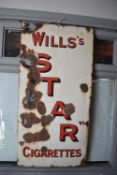 Wills Star Cigarettes Enamel Sign (somewhat distre