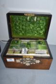 Victorian Inlaid Sewing Box and Contents