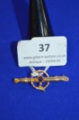 9ct Gold Bar Brooch with Garnet ~2.2.g