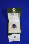 9ct Gold Ring with Lapis Size: N, ~3.2g