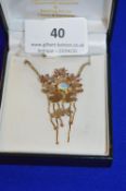 9ct Gold Pendant & Chain with Opal Fish Design ~7.8g