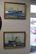 Two Framed Steam Ship Watercolours by V. Spotling