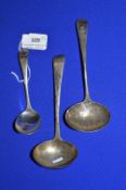 Three Silver Ladles – Assorted Hallmarks, ~120g total