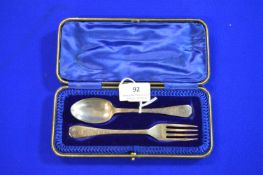 Cased Silver Fork & Spoon Set - Sheffield 1913, 70g total