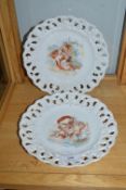 Pair of Victorian Pierced Plates with Cherub Designs