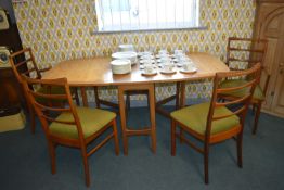 Teak Gate Leg Dining Table with Four Matching Chairs Dated 1974