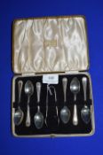 Cased Set of Six Teaspoons and Sugar Tongs – Sheffield 1957, 85g total
