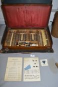 Vintage Opticians Testing Set in Original Wooden Case with Outer Leather Case