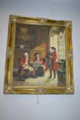 Oil on Canvas Study of Three Huntsman Signed Santa Sola
