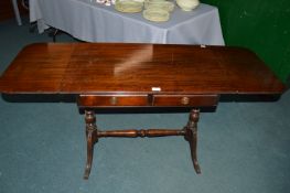 Mahogany Two Drawer Drop Leaf Occasional Table