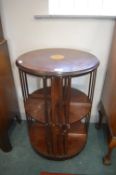 Edwardian Mahogany Revolving Bookstand with Inlaid Cartouche