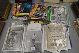 Football Photographs Including Many Signed, plus Assorted Programs, etc.