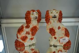 Pair of Diminutive Red Staffordshire Spaniels, circa 1860